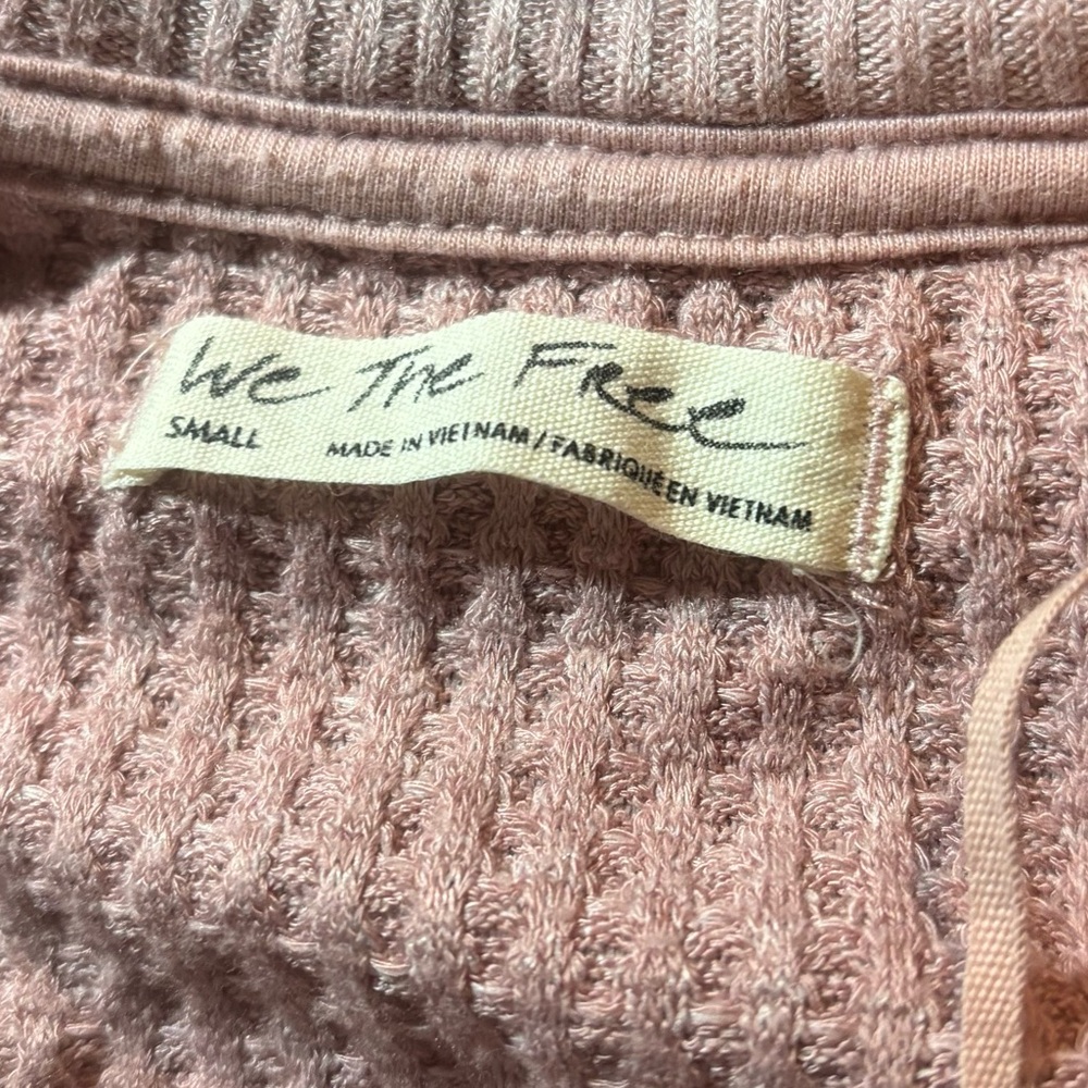Free People We The Free Santa Clara Thermal Rose Top Sz Smalll Oversized - Picture 7 of 9